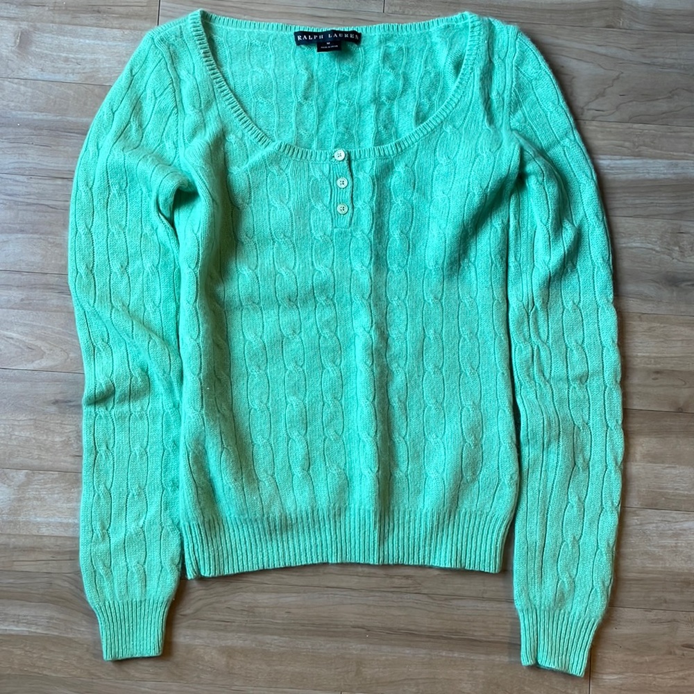 Ralph Lauren Cashmere Sweater, Green, Size Medium